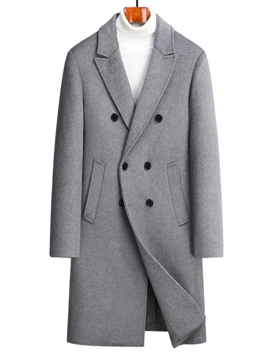 Men's Plus Size Double-Breasted Wool Overcoat