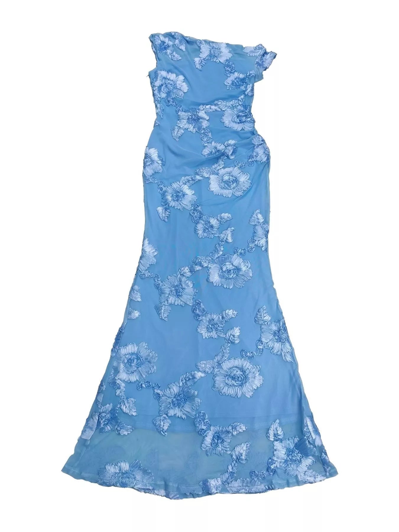 Embroidered One Shoulder Maxi Dress