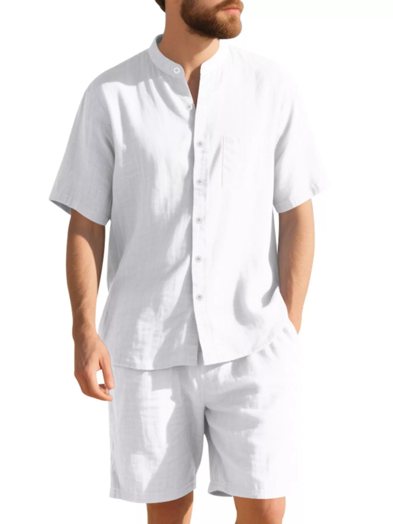 Men's Full Size Casual Short Sleeve Shirt and Shorts Set Plus Size