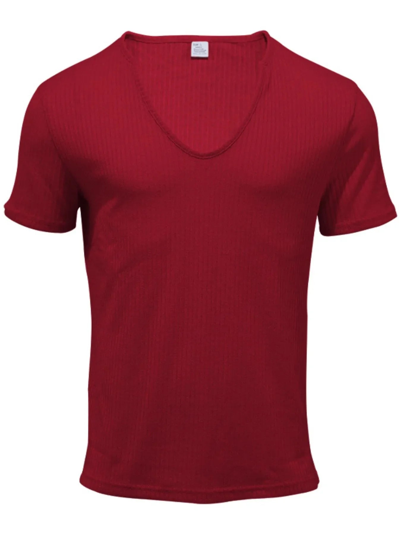 Men's Full Size Ribbed V-Neck T-Shirt Plus Size