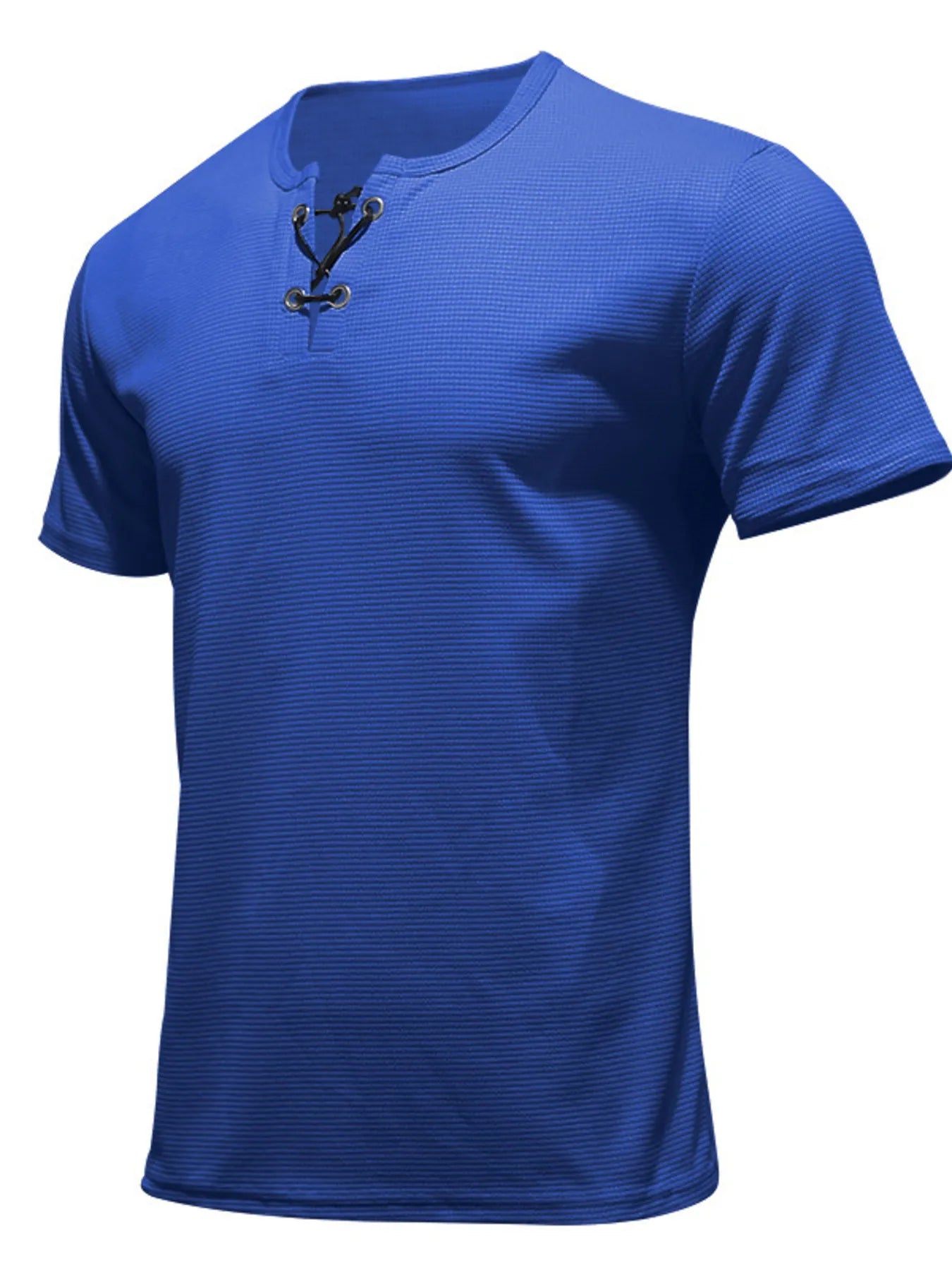 Men's Full Size Casual Lace-Up Henley T-Shirt Plus Size