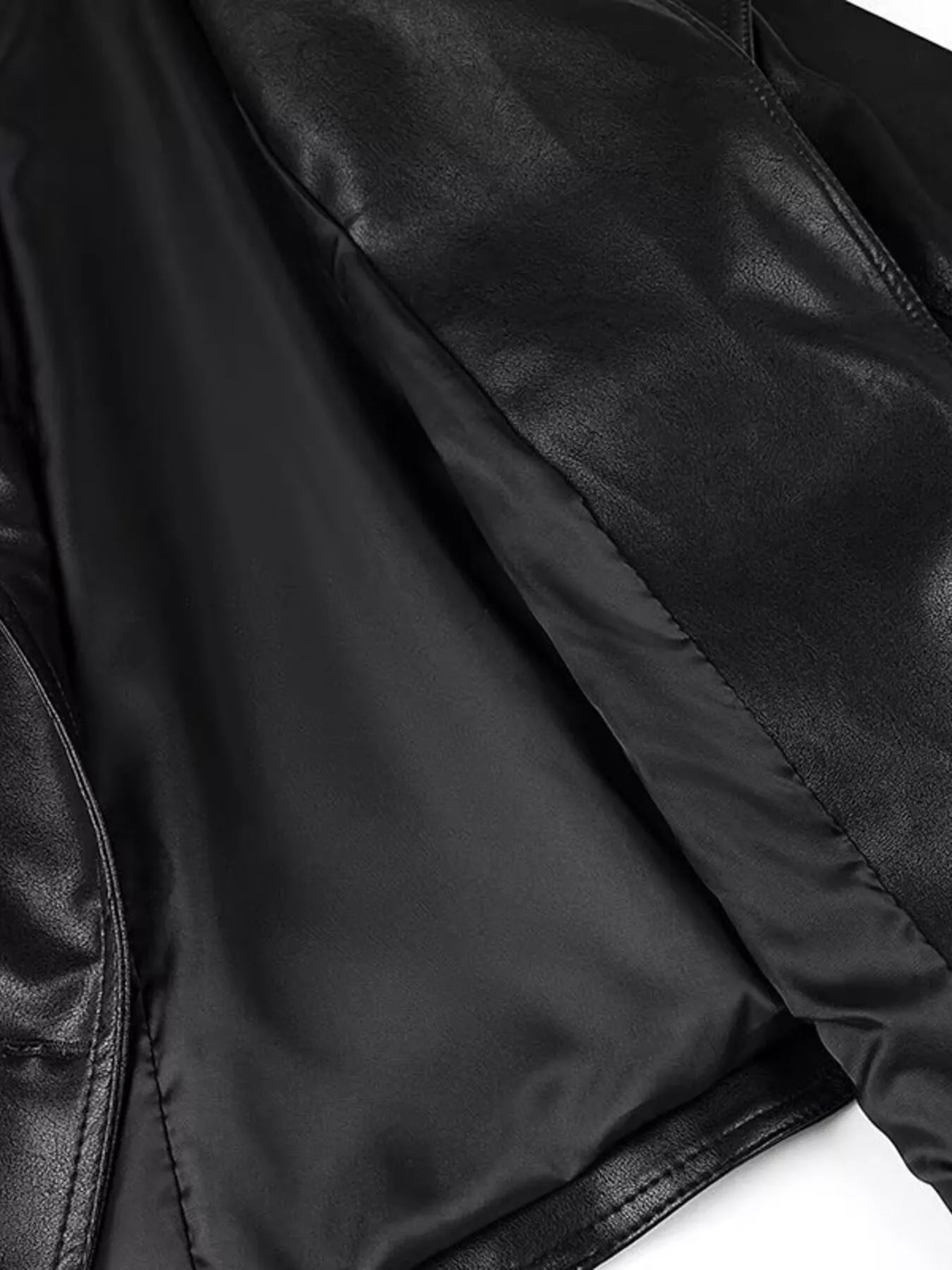 Belted Leather Jacket with Shawl Collar