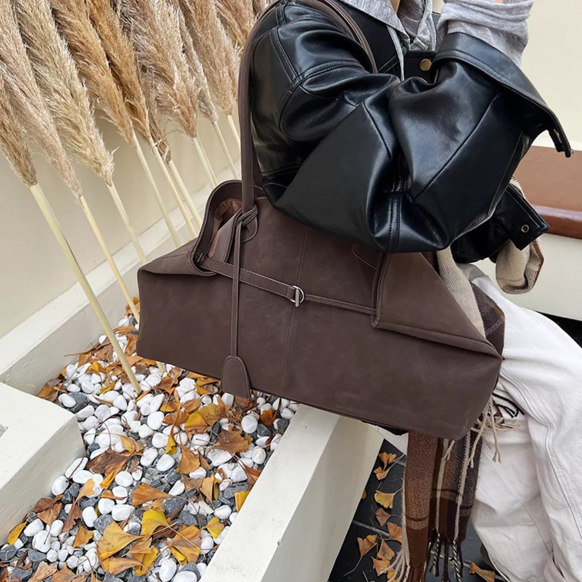 Elegant Suede Tote Handbag