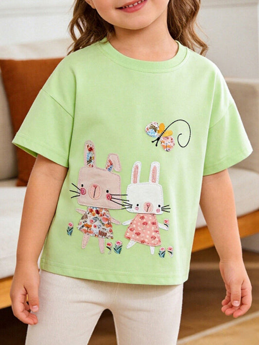 Children's Cartoon Bunny Short Sleeve Tee