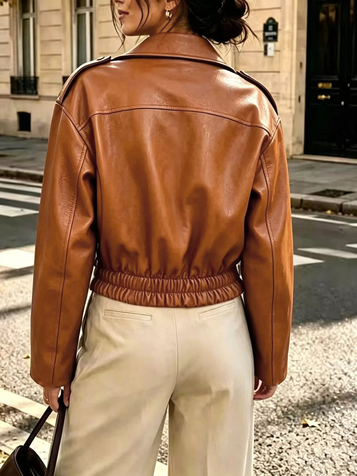 Faux Leather Zip Up Jacket