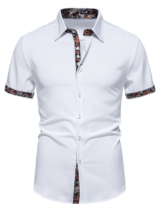 Men's Paisley Trim Short Sleeve Shirt