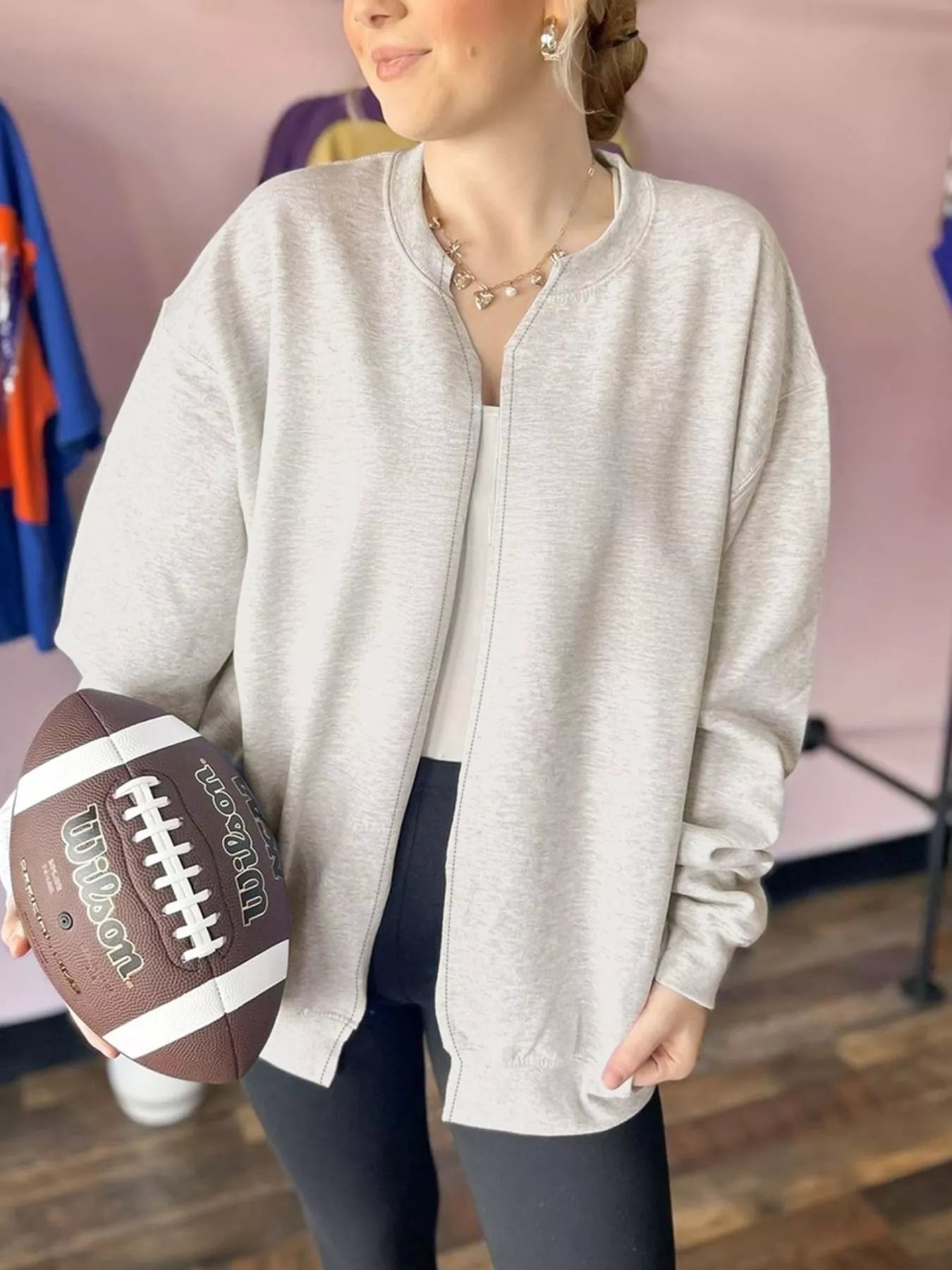 Solid Color Zip Front Jacket Style Sweatshirt