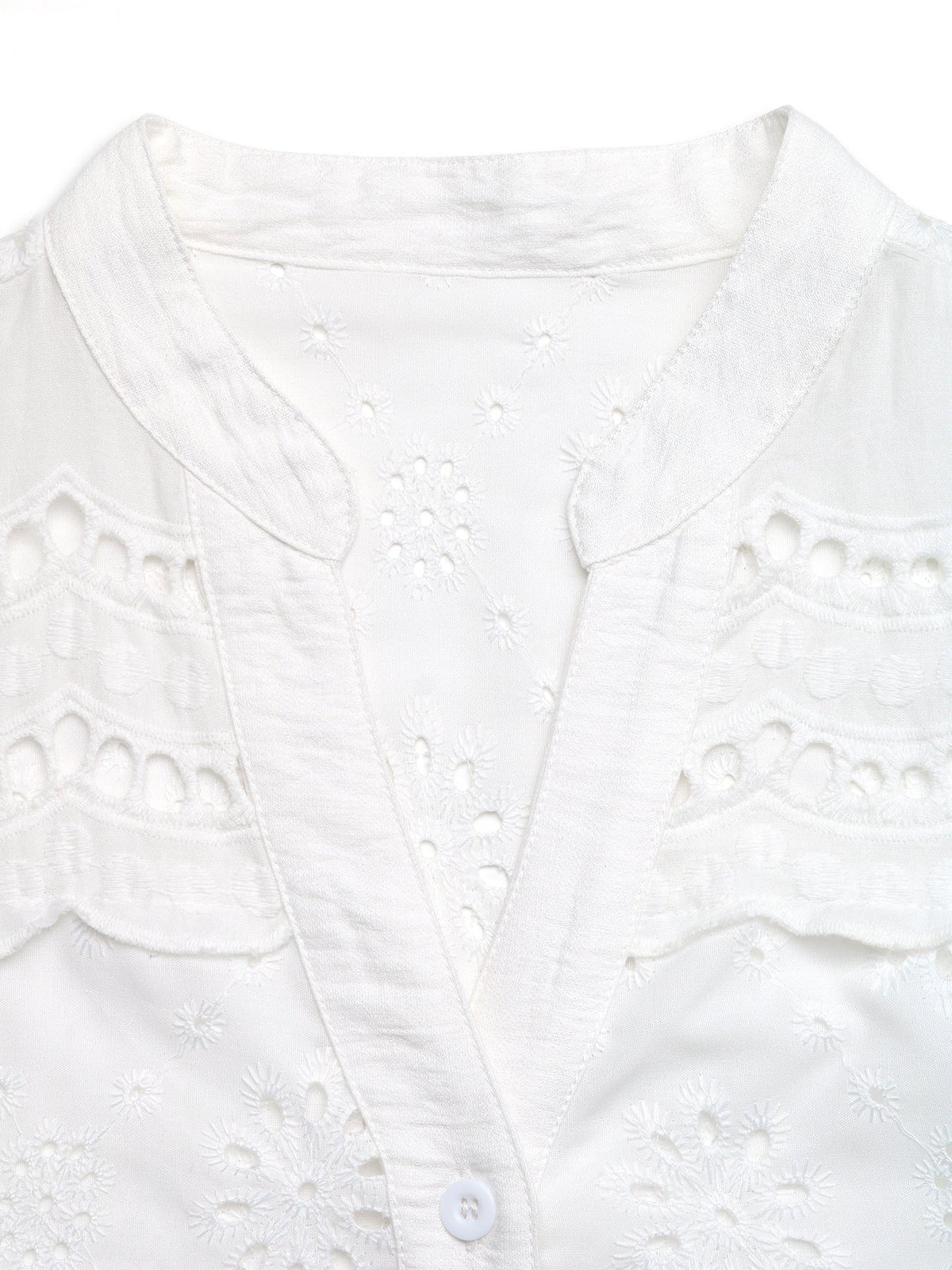 Eyelet Embroidered Button Up Shirt