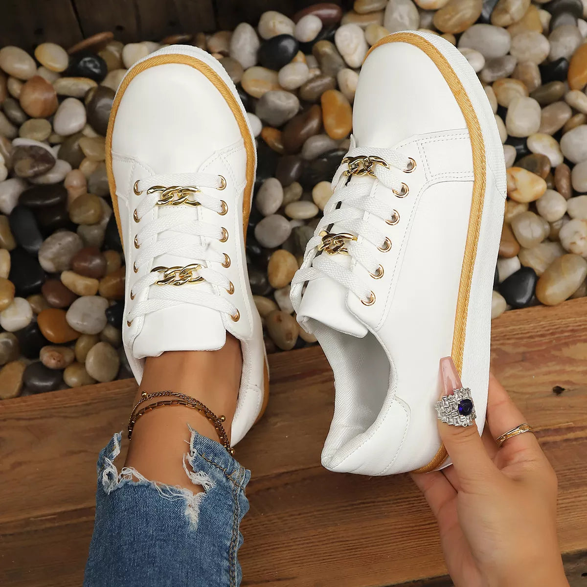 Round Toe Platform Sneakers