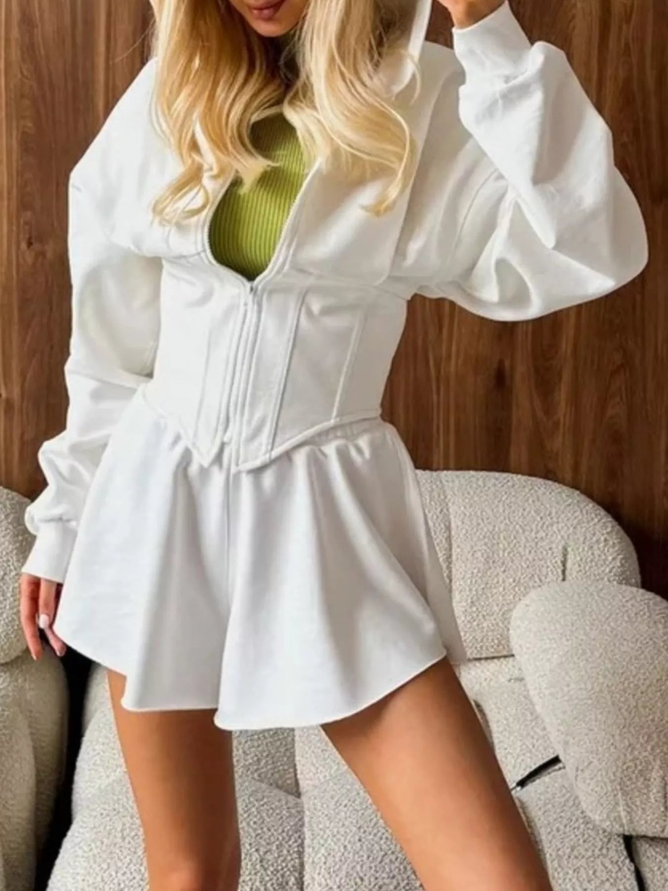 Zip-Up Cropped Hoodie