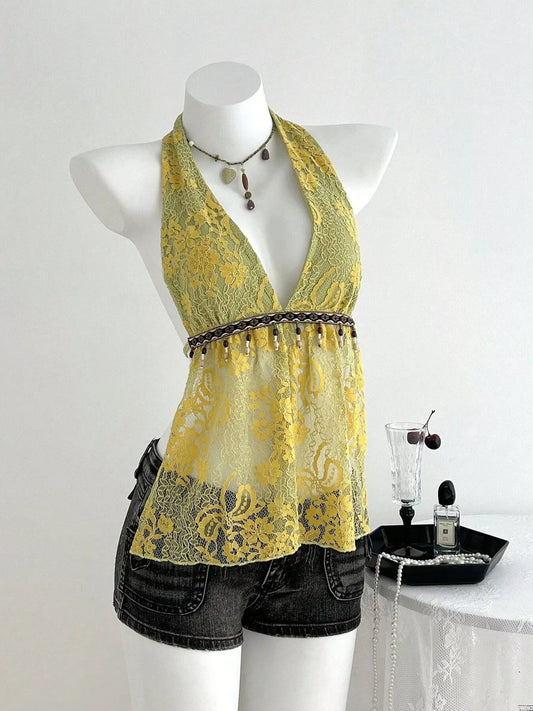 Lace Halter Neck Cami