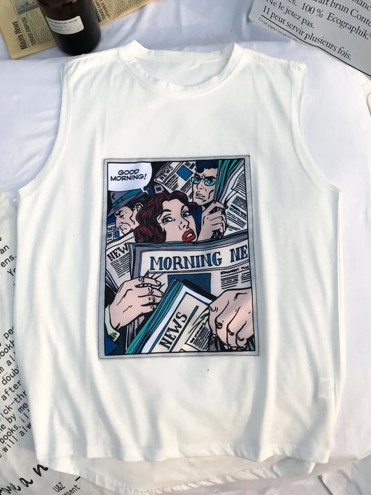Men's Comic Print Sleeveless Tank Top