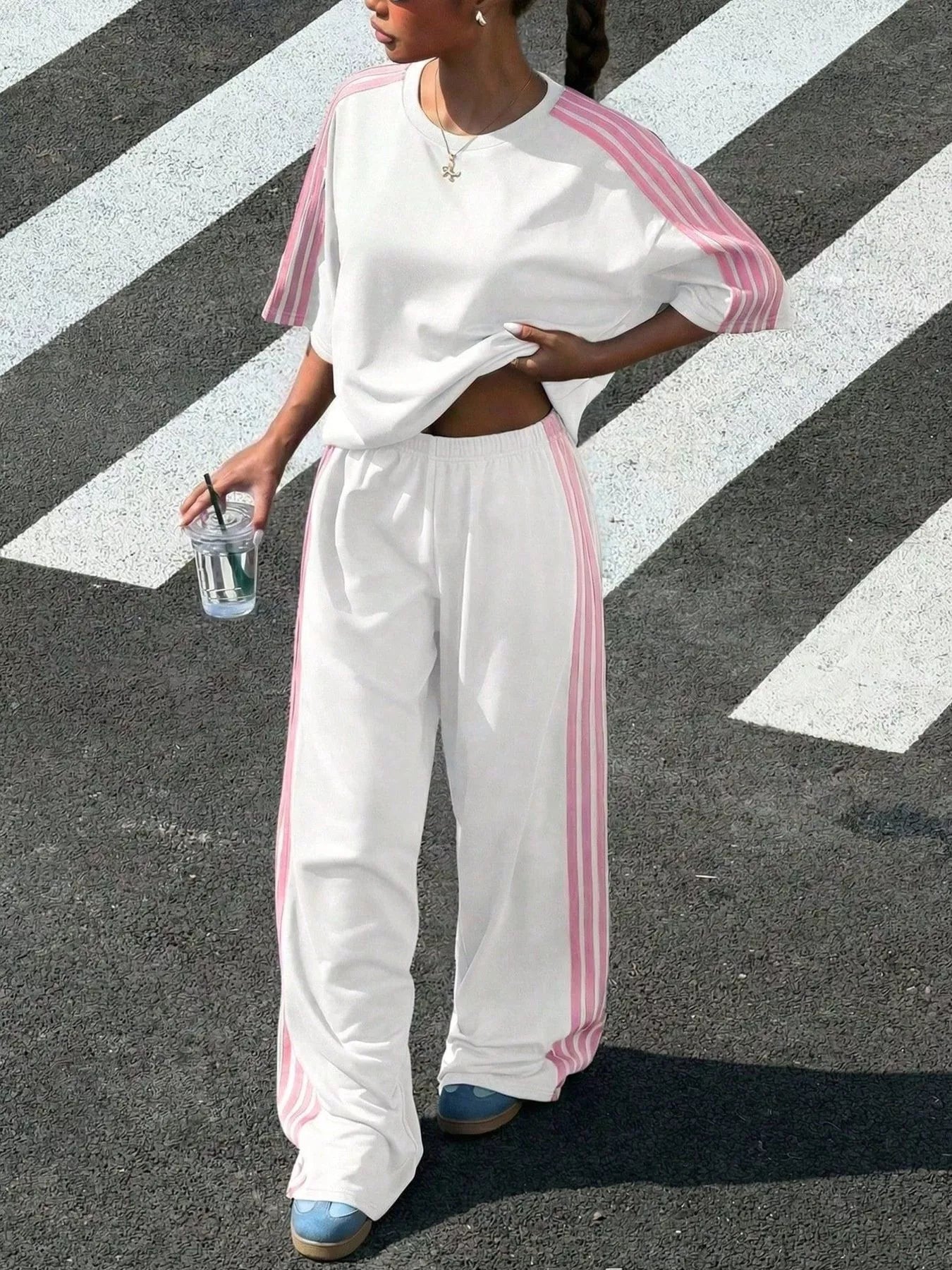 Striped Short Sleeve Top and Pants Set