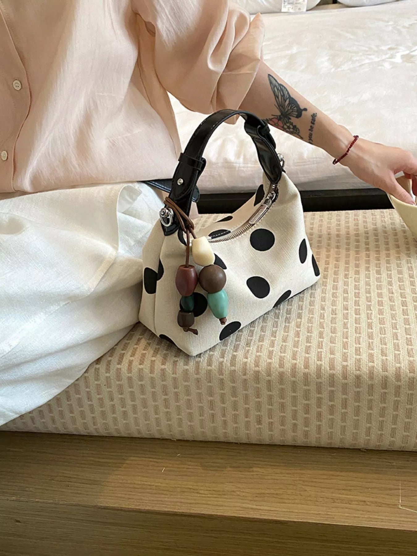 Polka Dot PU Leather Handbag