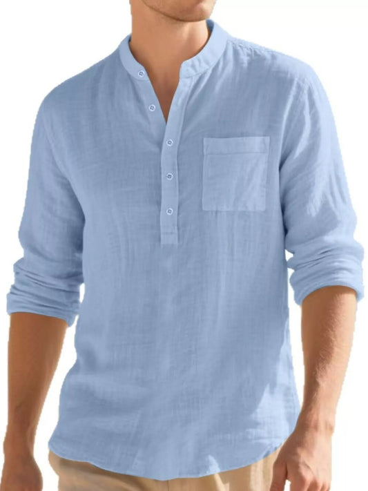 Men's Full Size Button Detail Long Sleeve Shirt Plus Size
