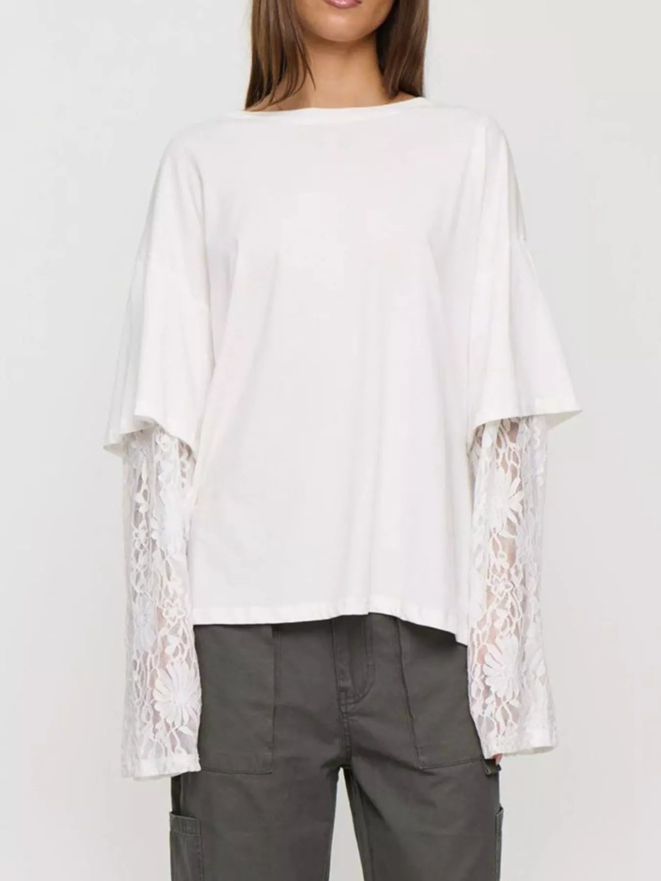 Layered Lace-Sleeve T-Shirt