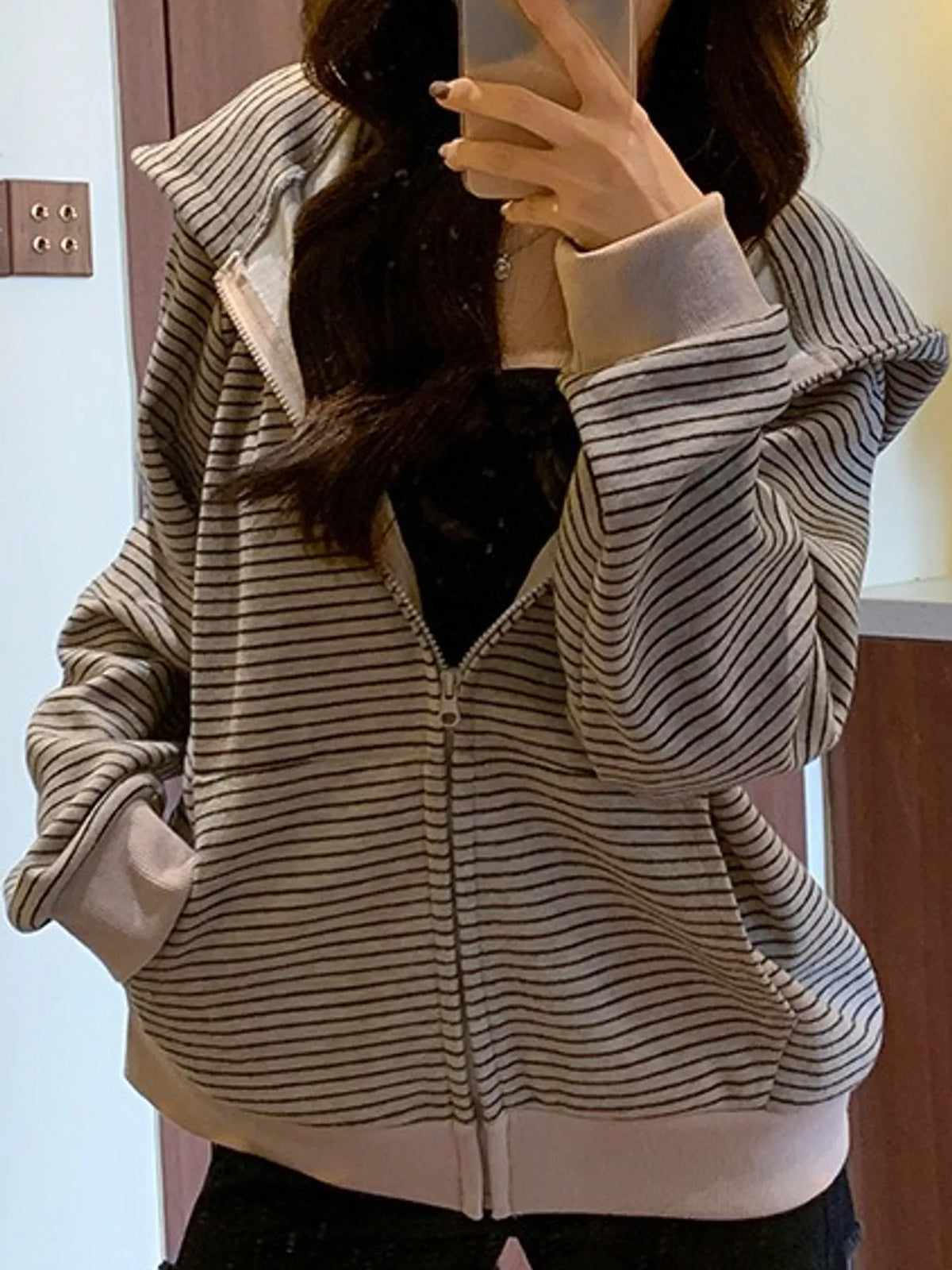 Striped Zip-Up Hoodie