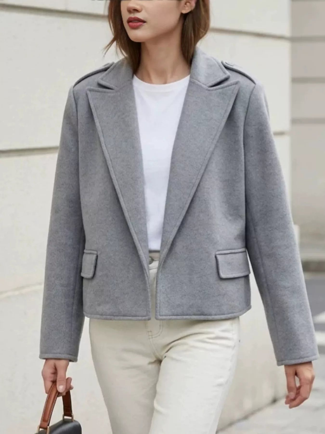 Lapel Collar Cropped Outerwear