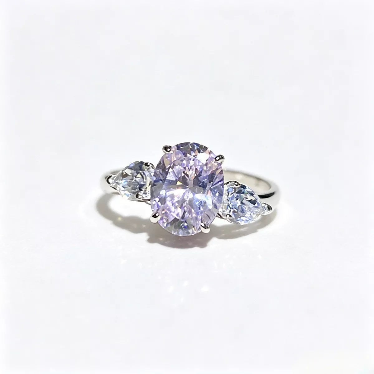 925 Sterling Silver Oval Cut Diamond Ring