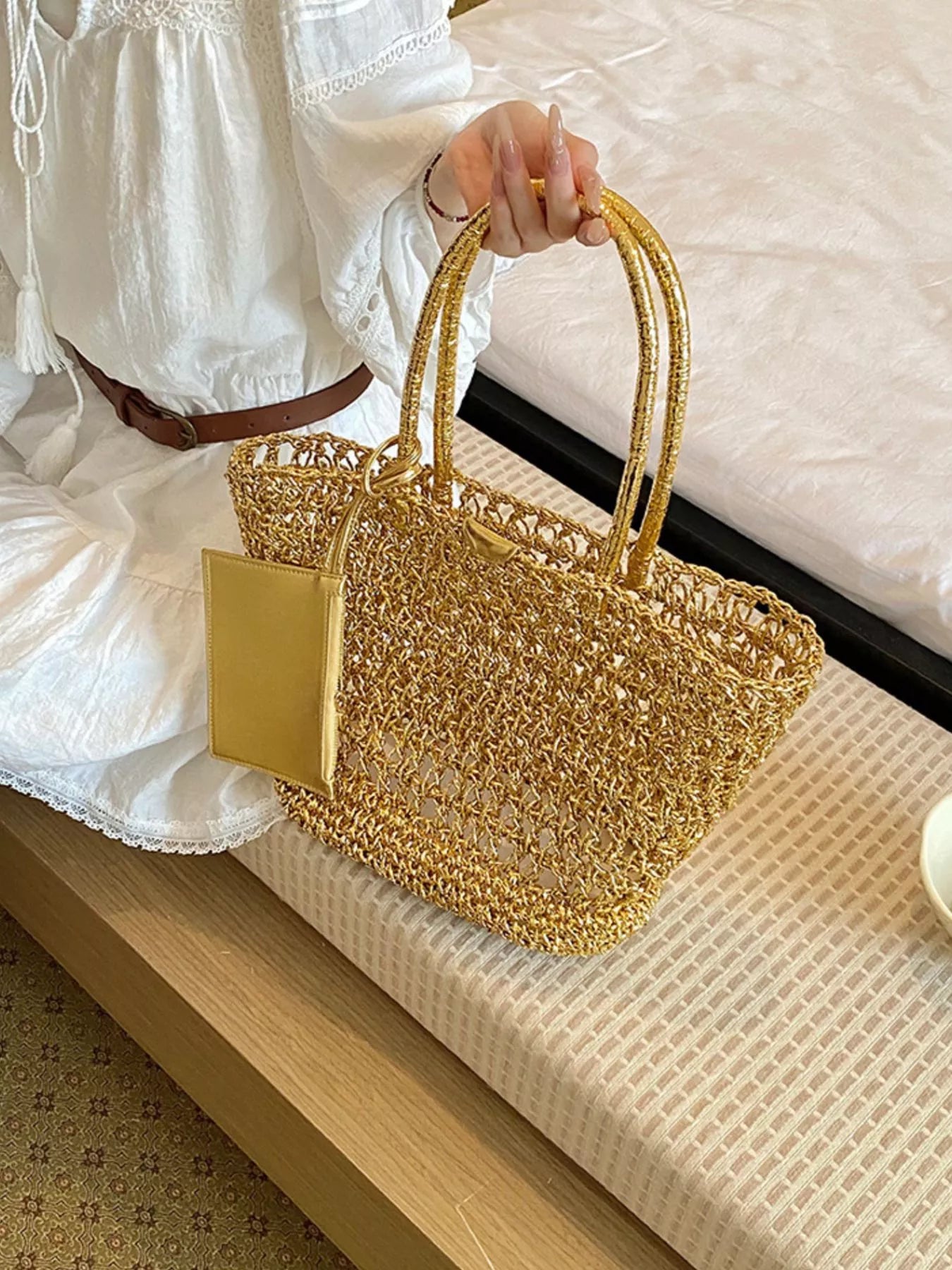 Woven Straw Tote Bag