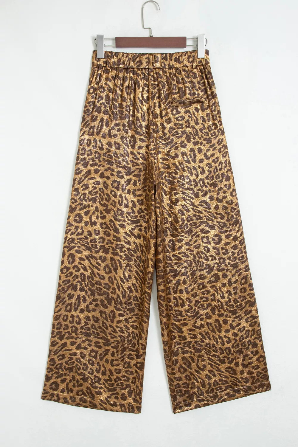 Multicolour Leopard Print Western Style Wide Leg Full Length Pants