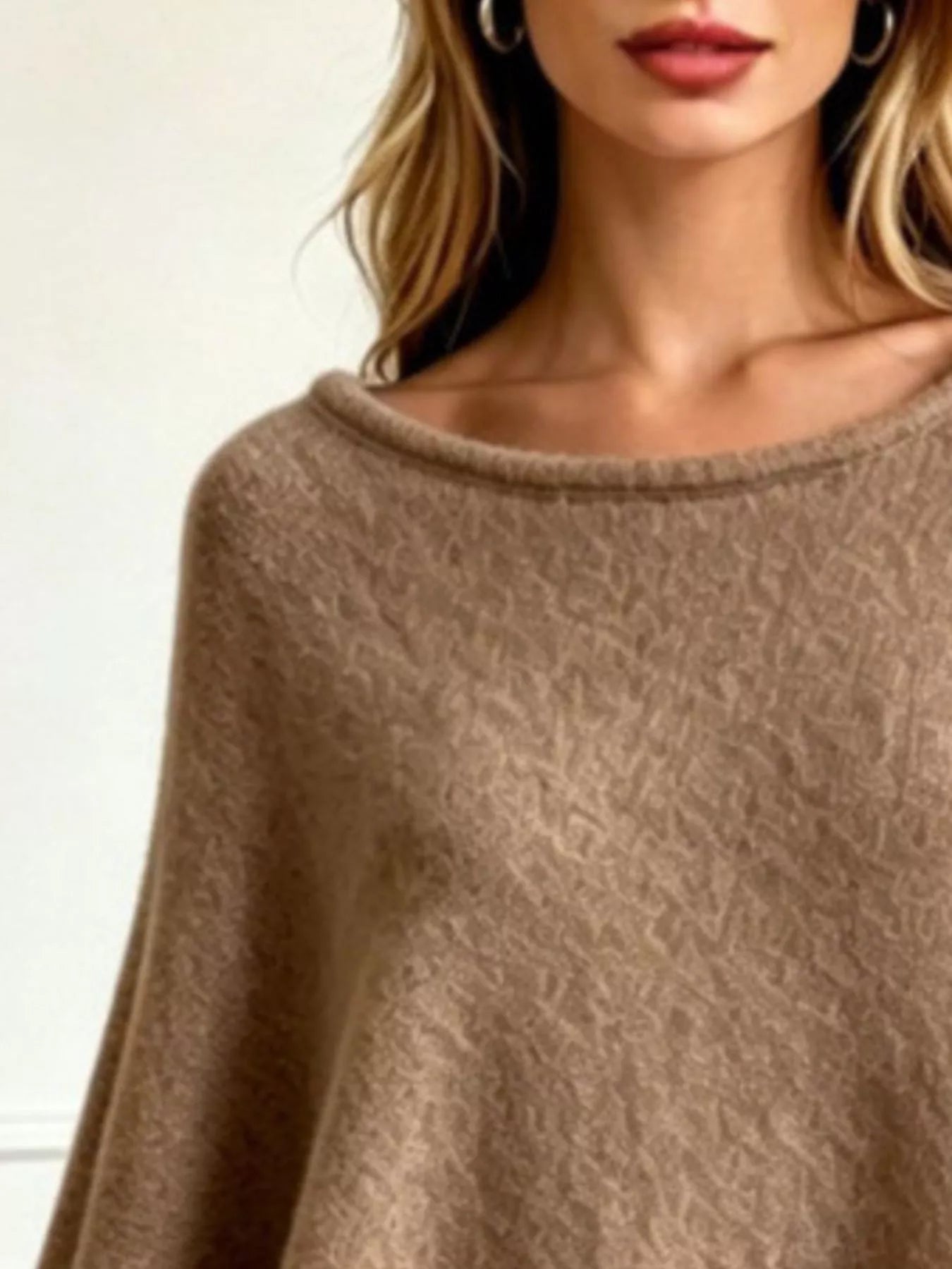 Asymmetrical Hem Knit Poncho