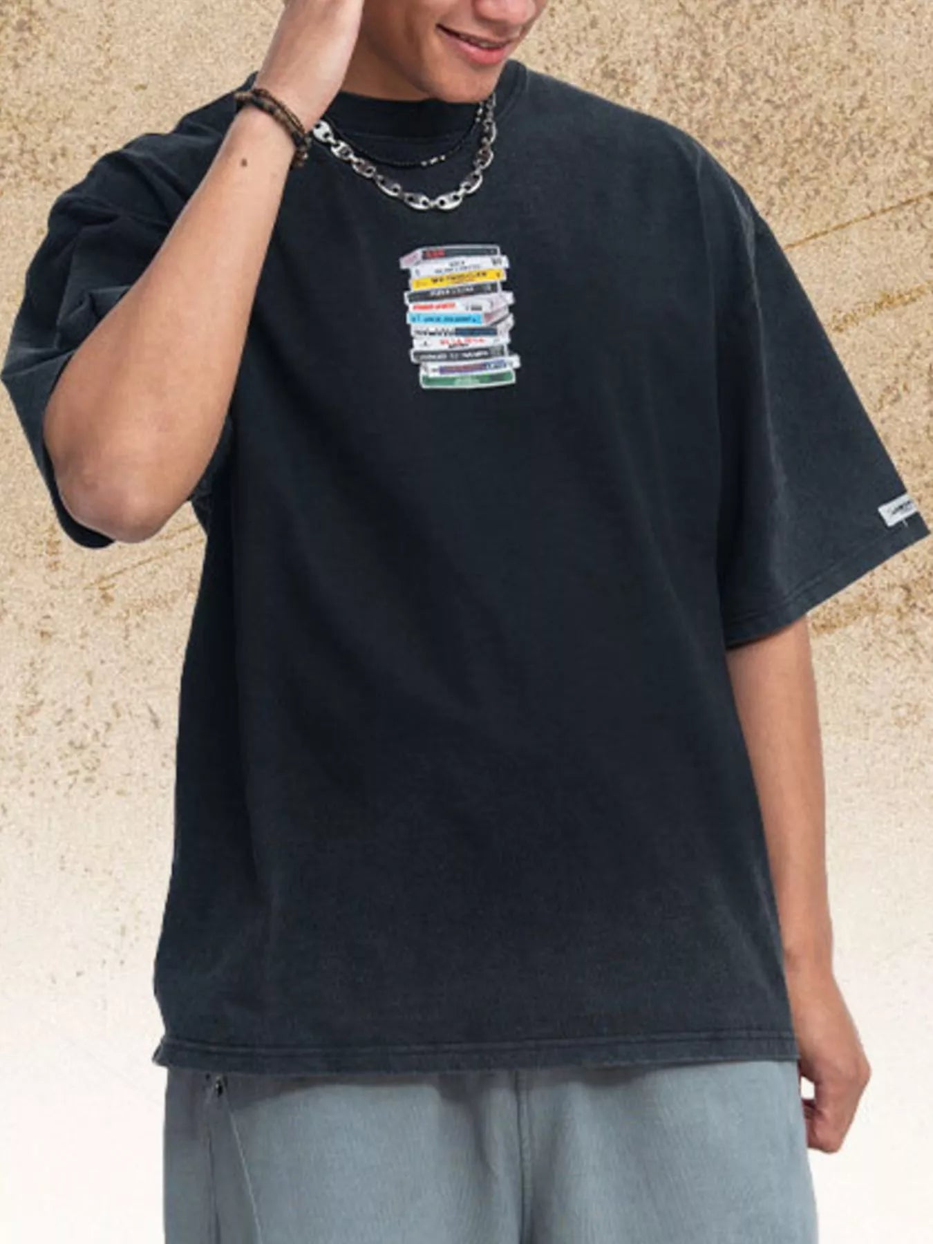 Men's Vintage Washed Cassette Tape Graphic T-Shirt