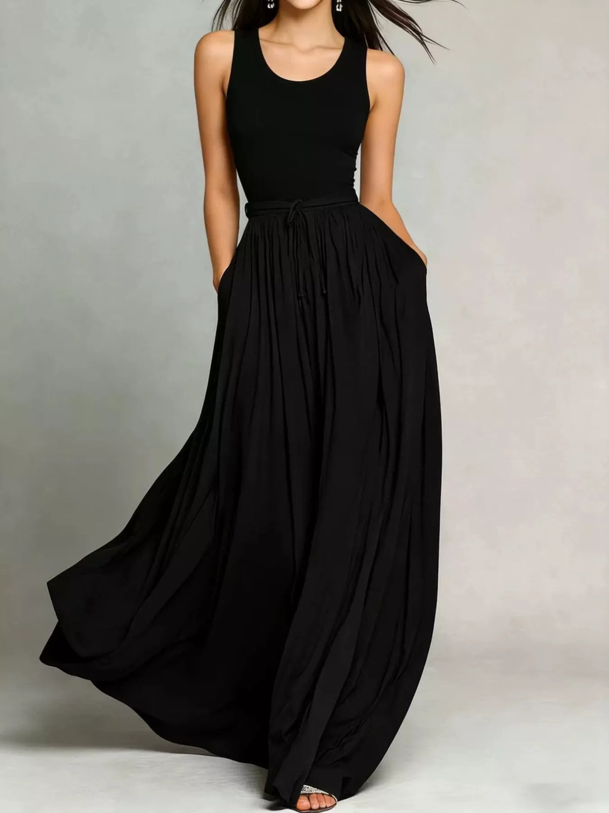 Sleeveless Solid Color Maxi Dress