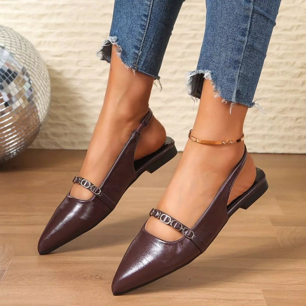 Point Toe Slingback Sandals