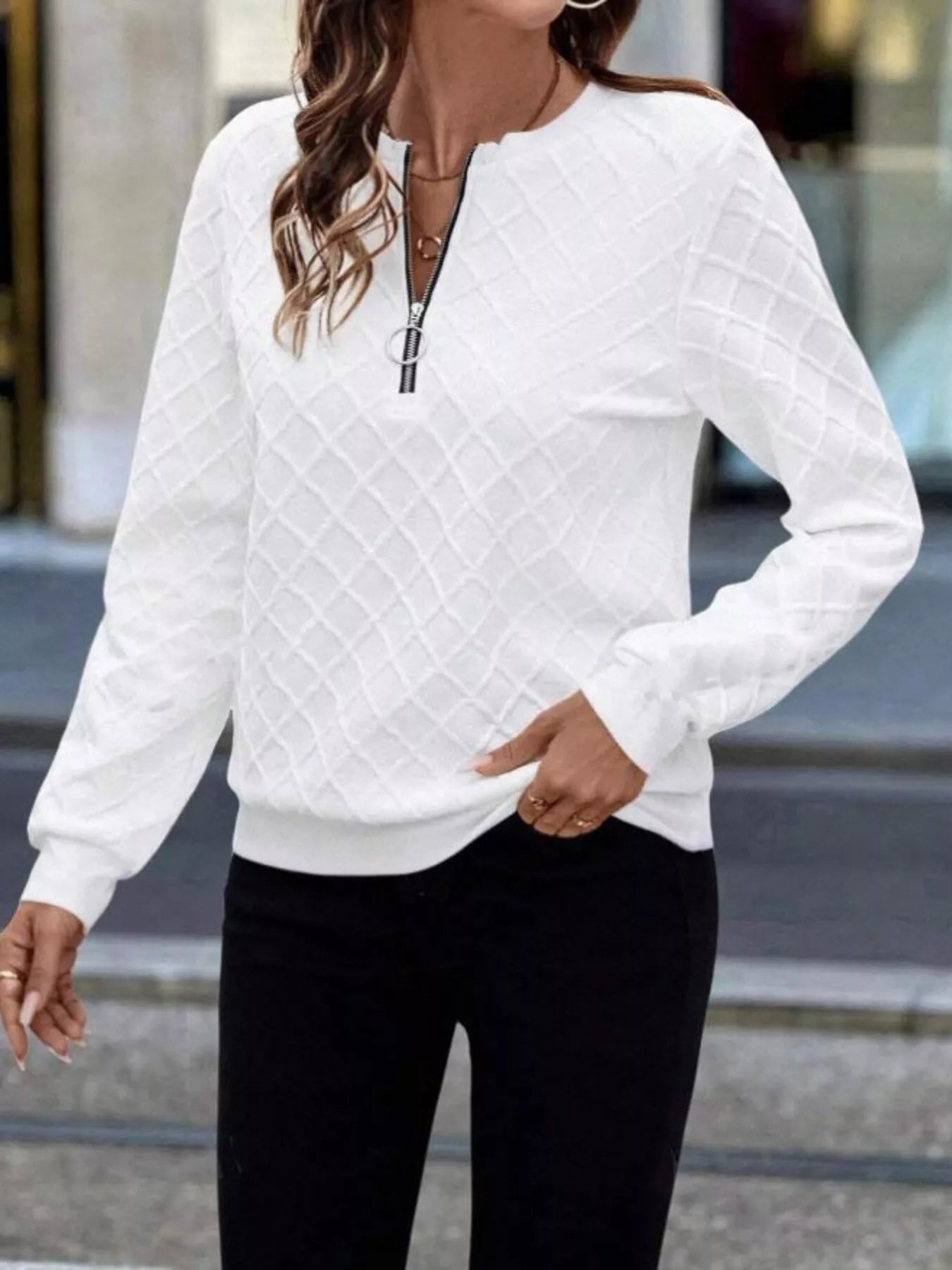 Textured Quarter-Zip Sweatshirt