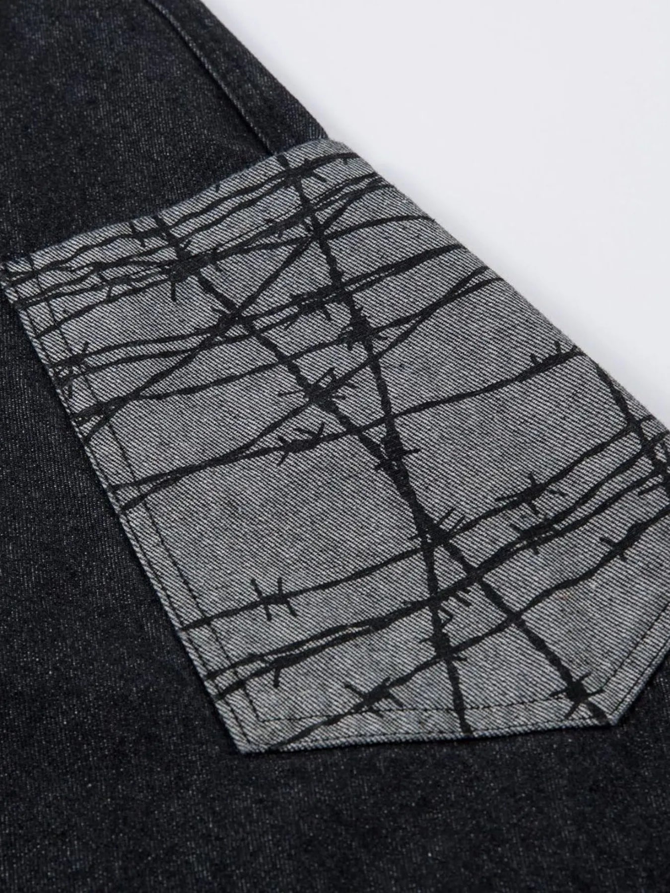 Men's Wide Leg Cargo Jeans with Contrast Panels