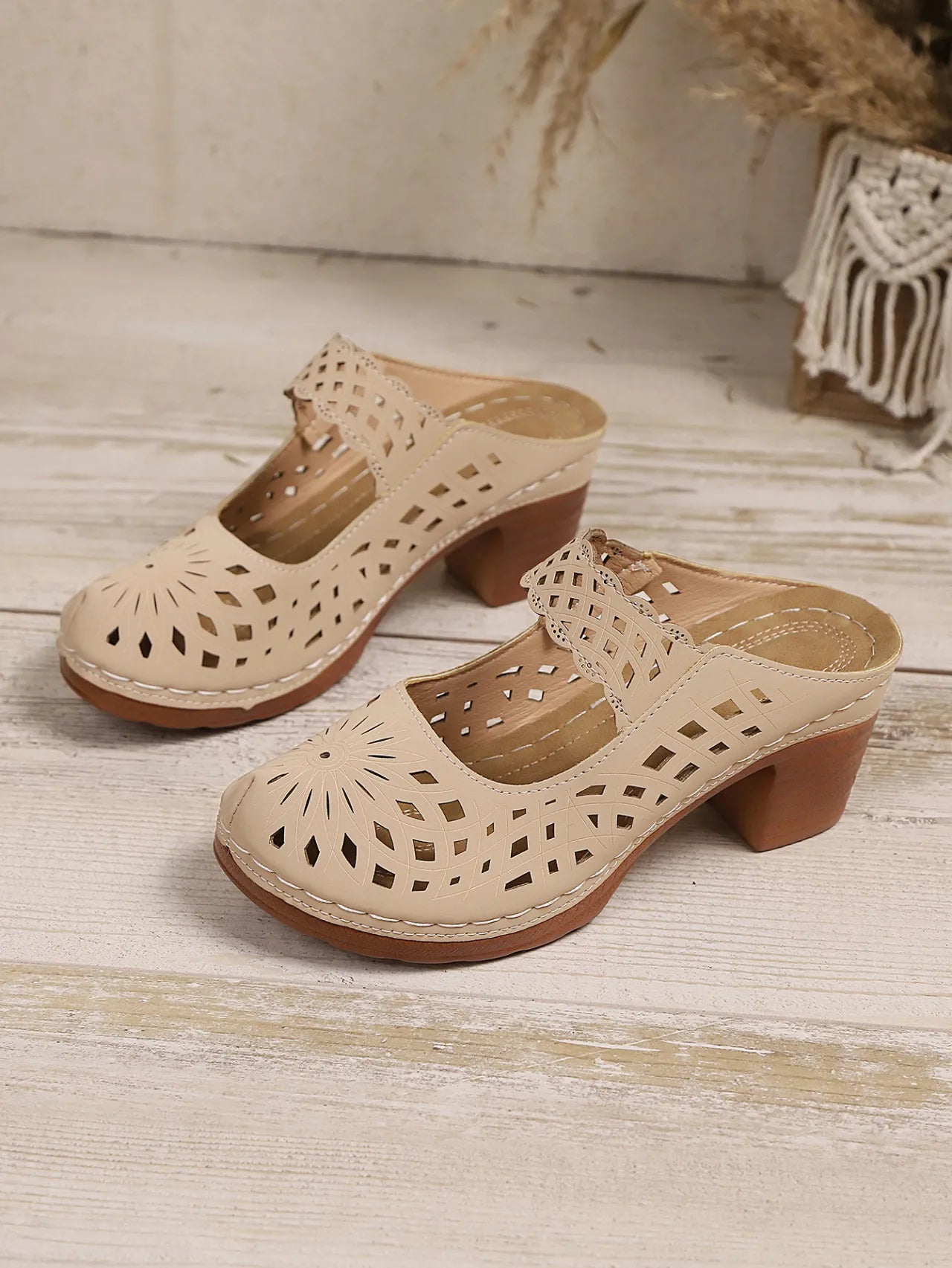 Cutout Block Heel Sandals