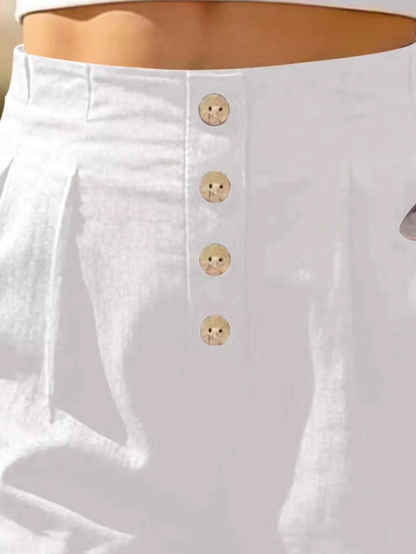 Button Fly High Waist Shorts