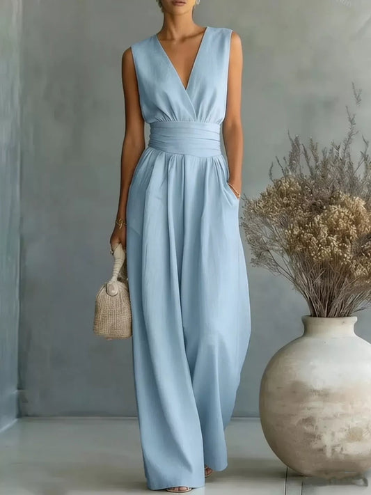 Full Size Sleeveless Wide Leg Jumpsuit Plus Size