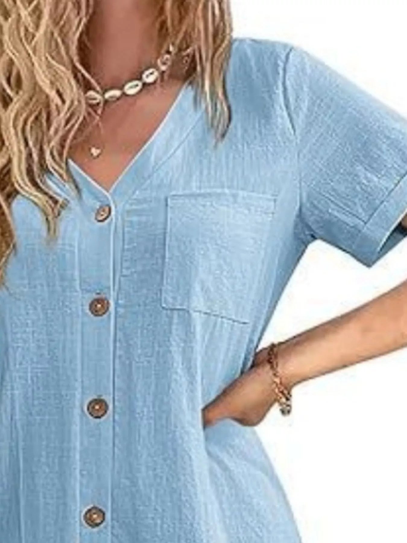 Full Size Button-Down Ruffle Hem Mini Dress Plus Size
