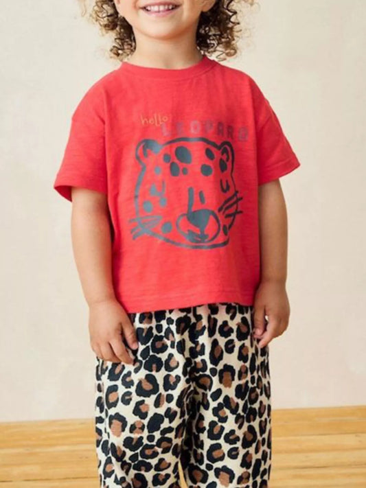 Children's Leopard Graphic Short Sleeve T-Shirt
