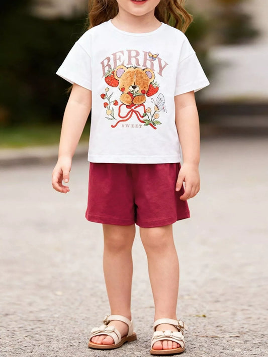 Children's Bear Graphic T-Shirt & Shorts Set