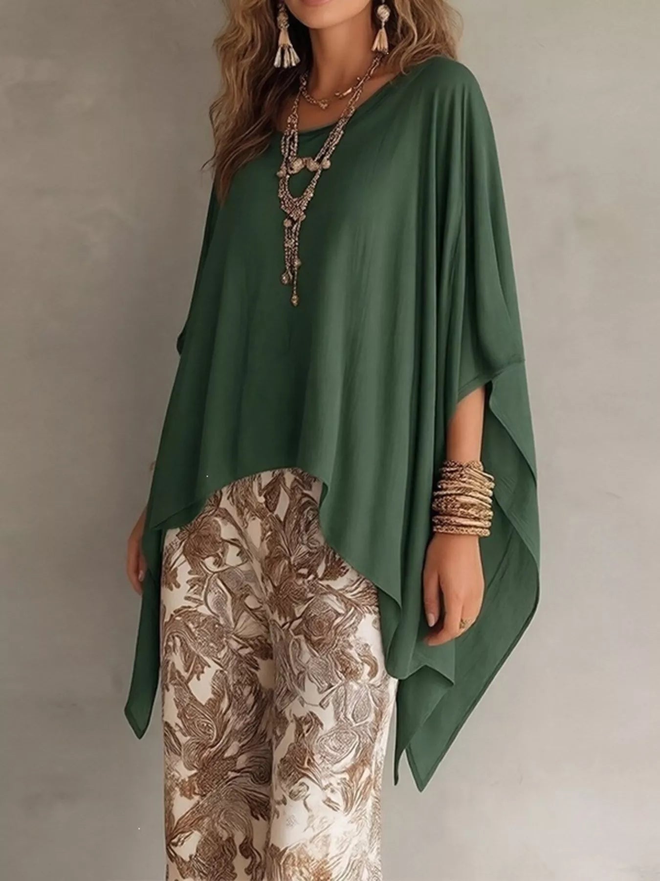 Full Size Oversized Batwing Sleeve Flowy Top Plus Size