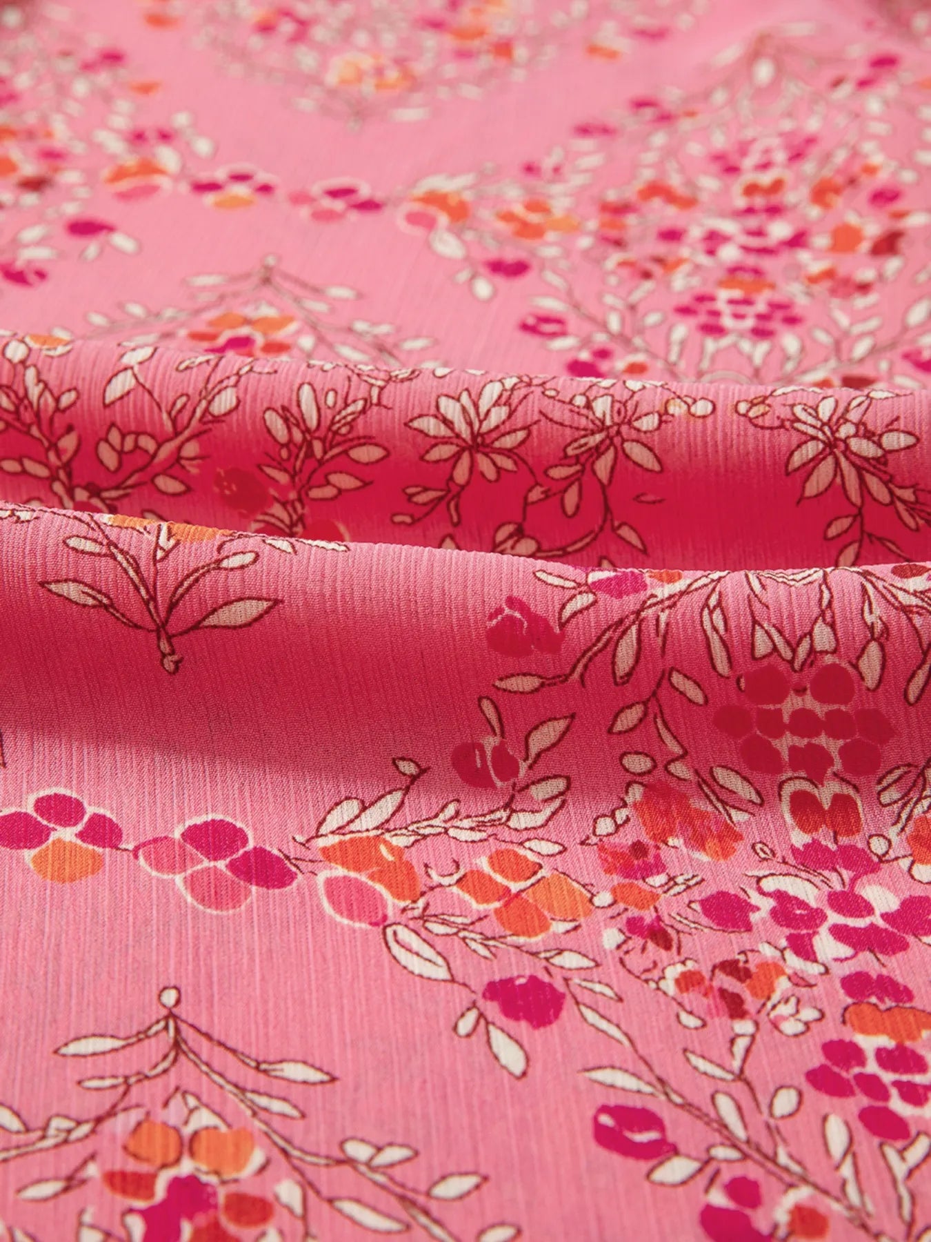 Floral Print Lantern Sleeve Loose Shirt
