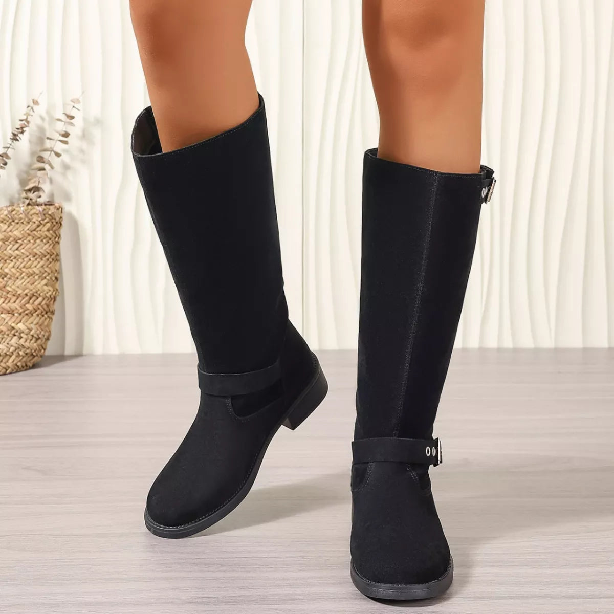 Round Toe Block Heels Boots