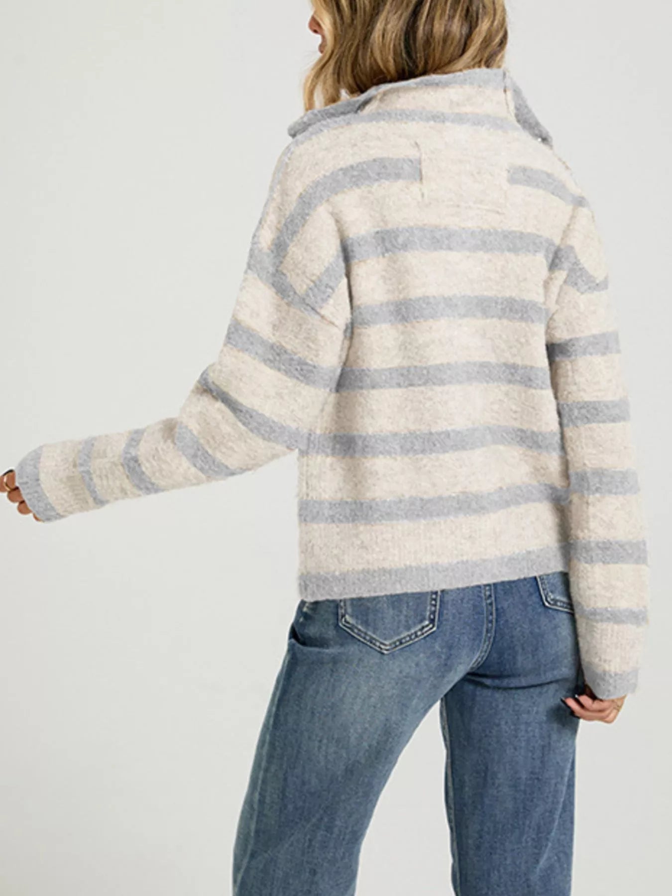 Striped Fuzzy Knit Cardigan