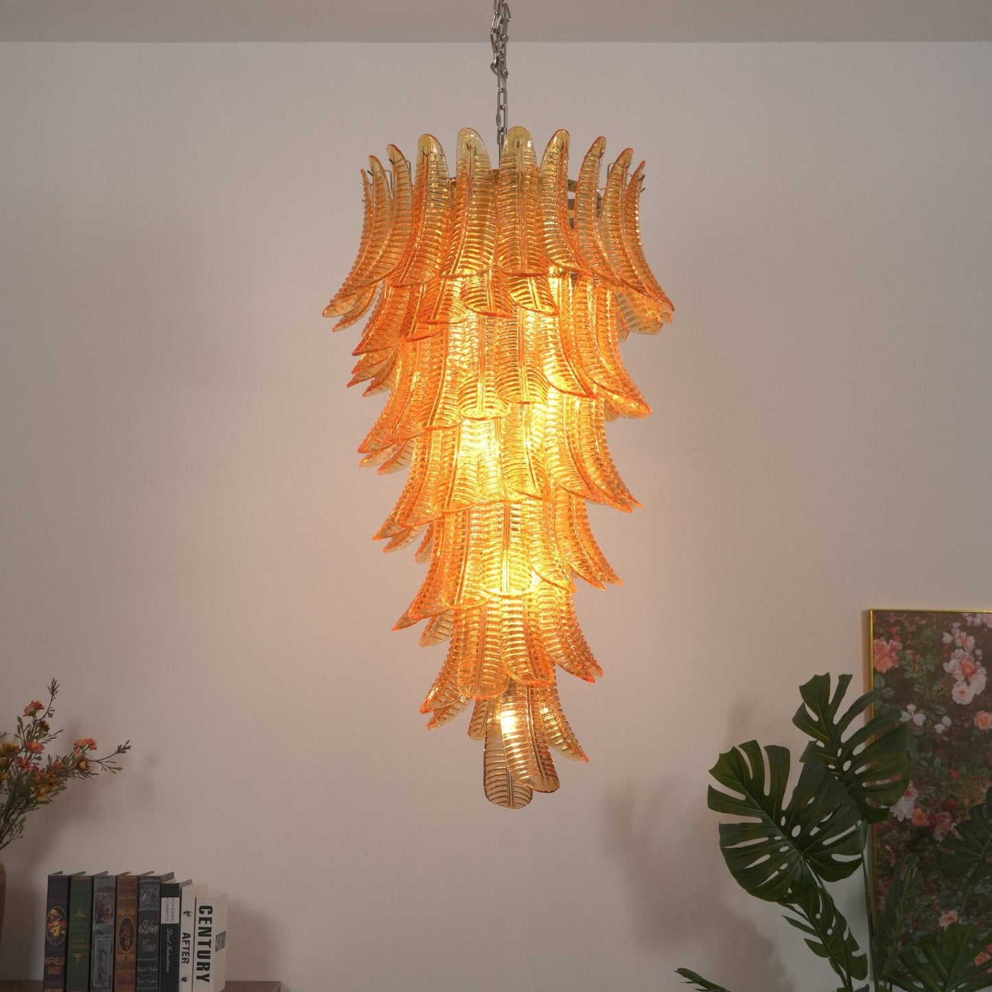 Amber Leaf Cascade Chandelier