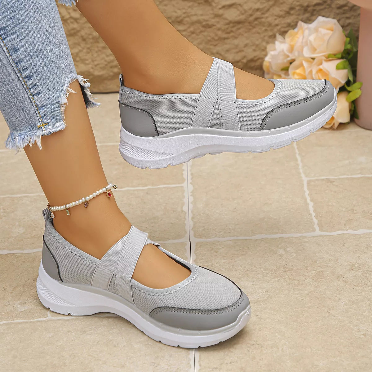 Comfortable Slip-Ons with Elastic Straps