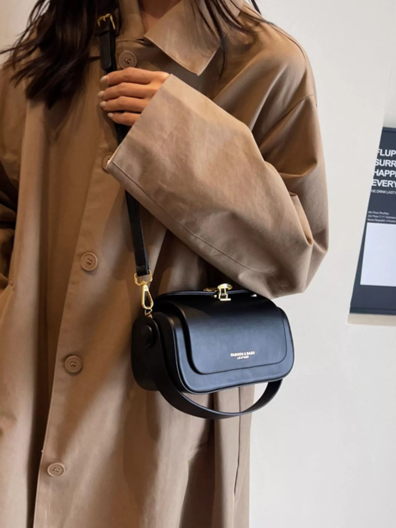 PU Leather Flap Crossbody Bag