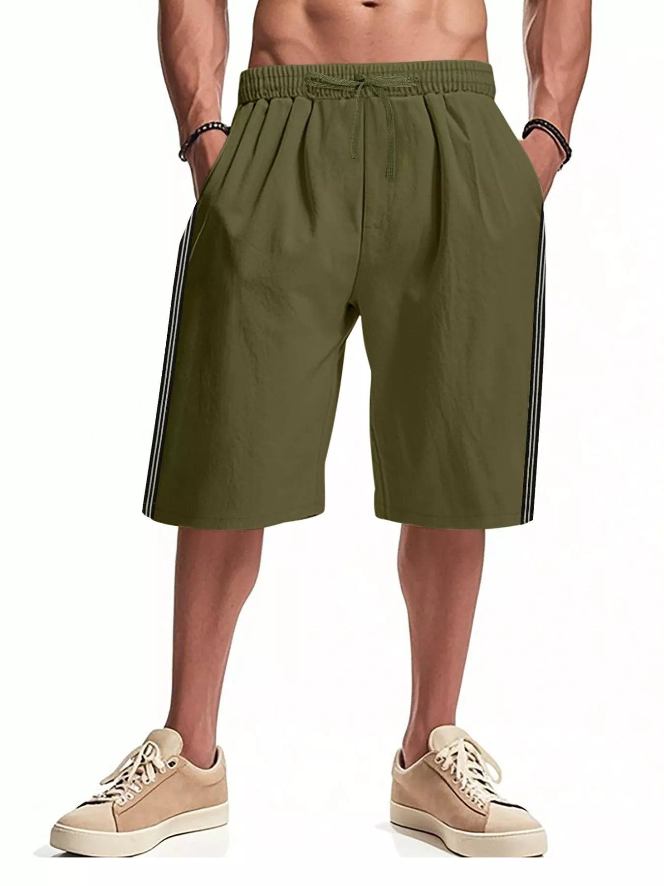Men's Full Size Casual Striped Shorts Plus Size