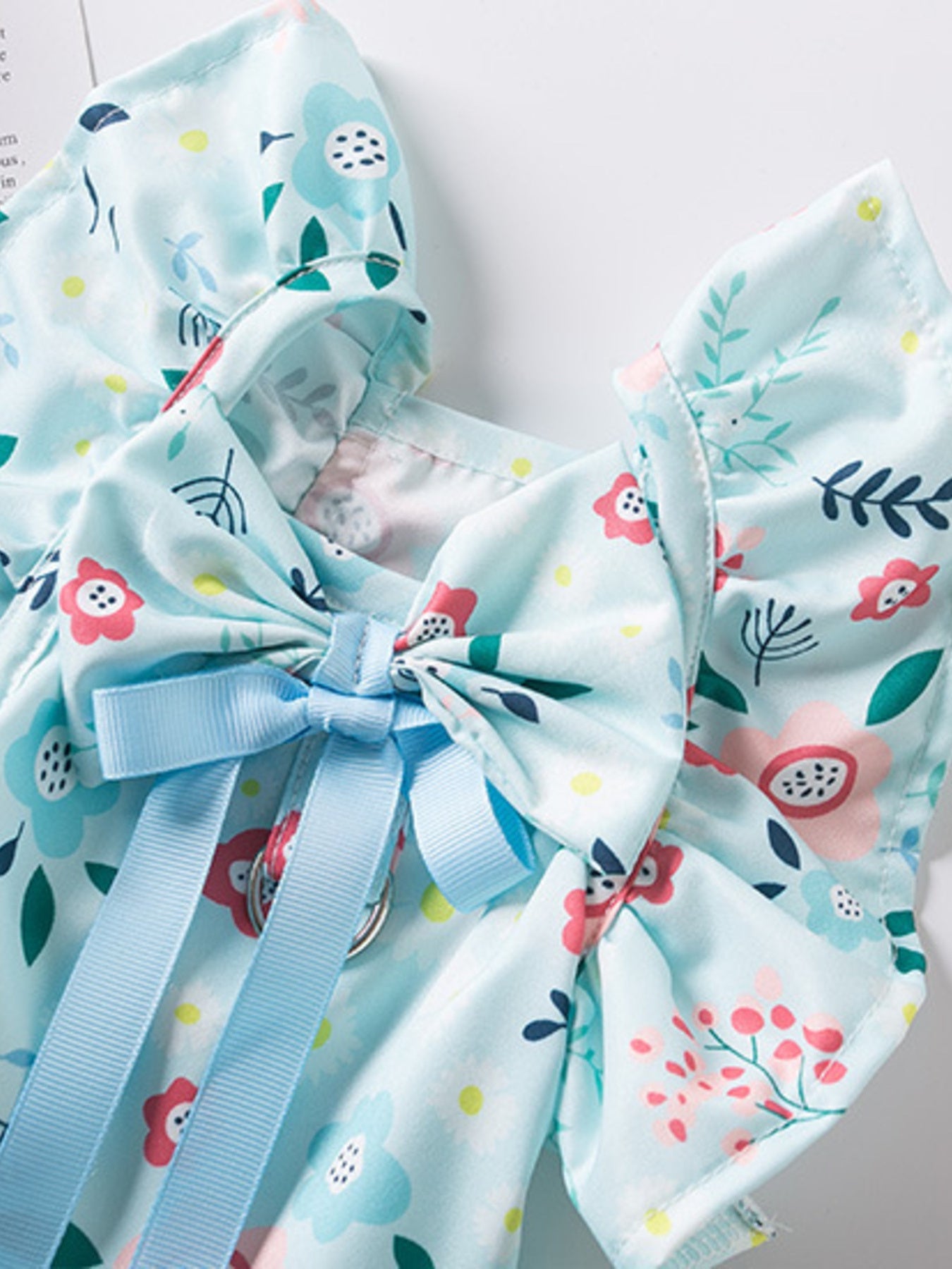 Floral Print Bow Decor Pet Dress
