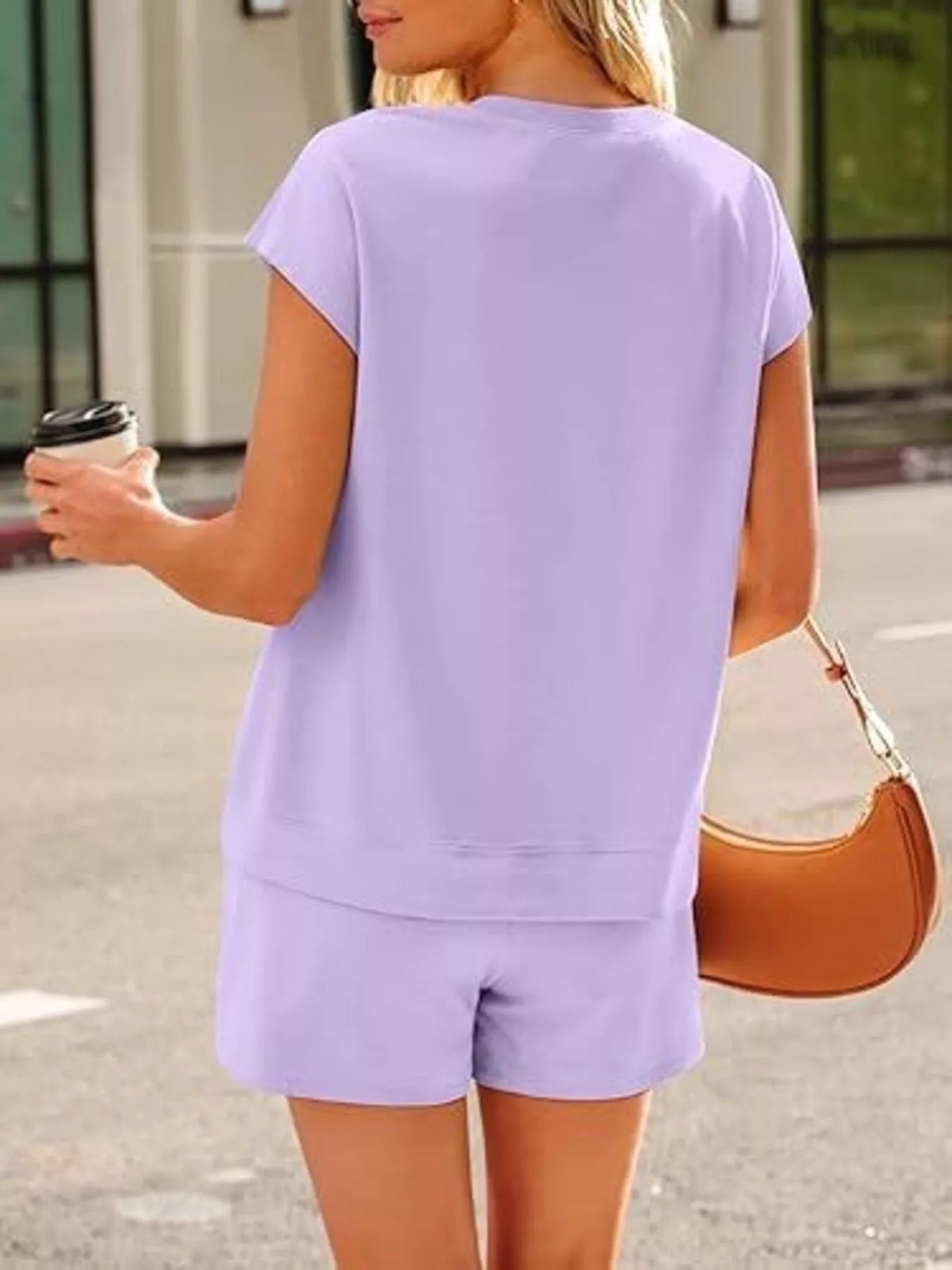 Button Detail Short Sleeve Top and Shorts Set