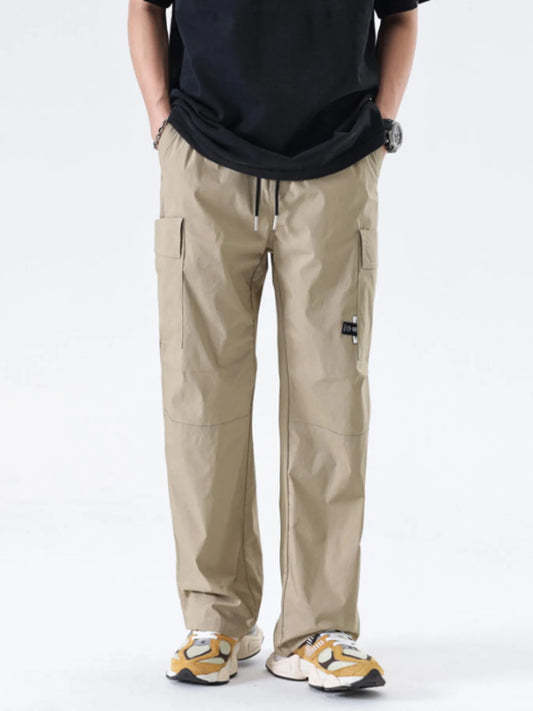 Men's Full Size Drawstring Wide Leg Cargo Pants Plus Size