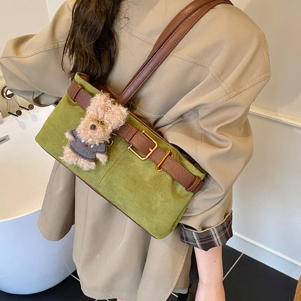 Buckle Decor Shoulder Bag
