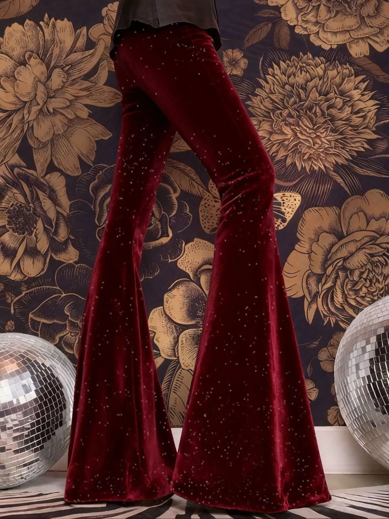 Velvet High Waist Flared Pants